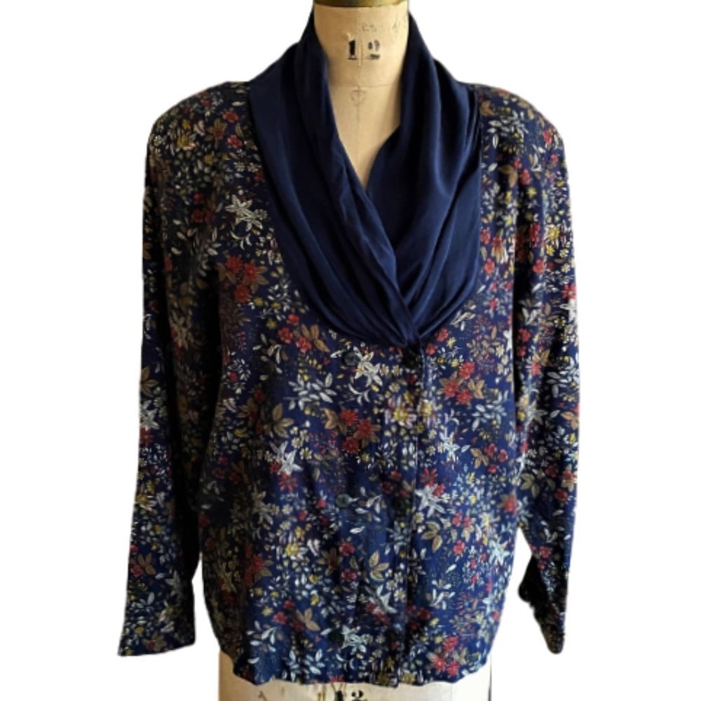 Vintage cottagecore 90s granny floral print blazer top